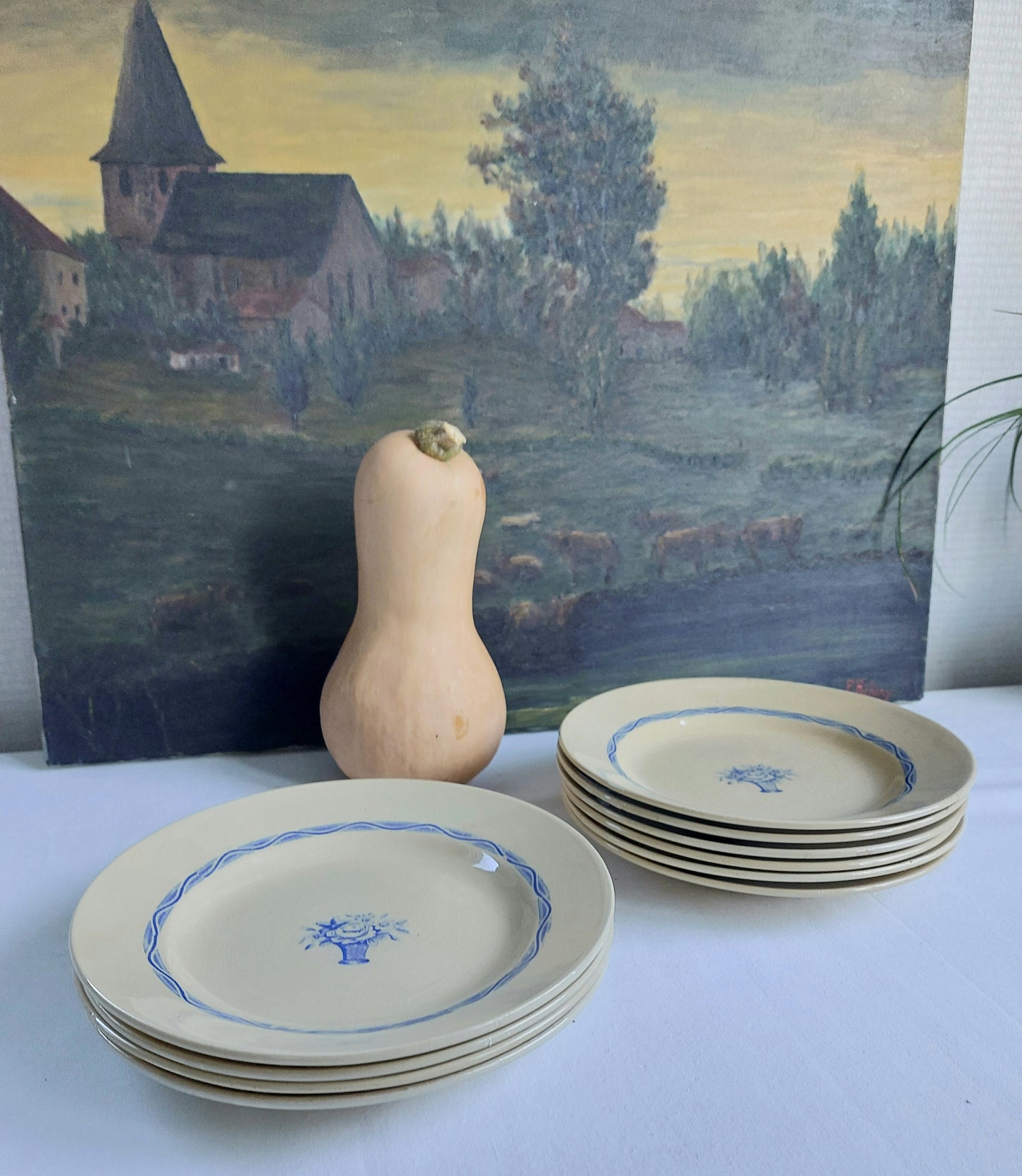 Lot de 6 assiettes à dessert anciennes BOCH F. La Louvière