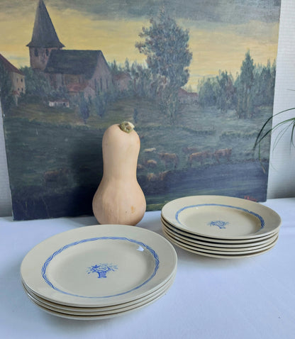 Lot de 6 assiettes à dessert anciennes BOCH F. La Louvière