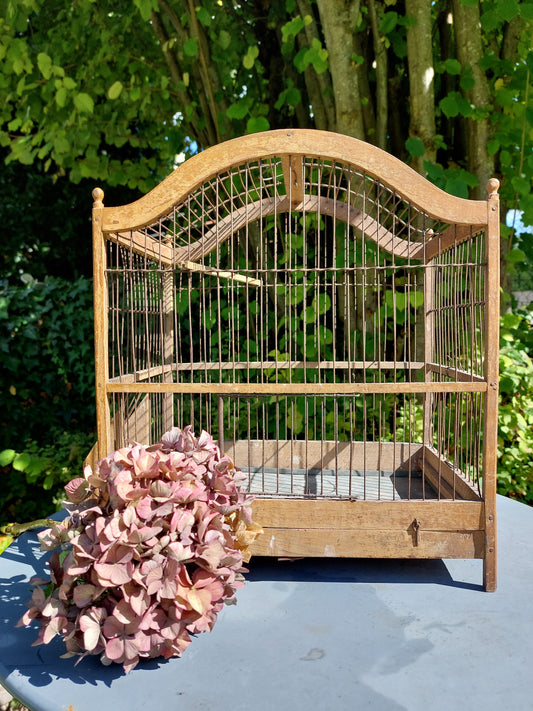 Cage à oiseaux ancienne en bois