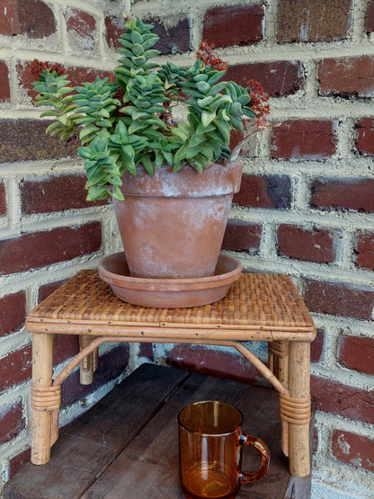 Tabouret ancien en bambou et rotin