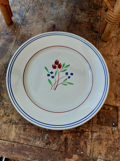Lot de 6 assiettes plates et un compotier K&G Luneville modèle « Primevère »