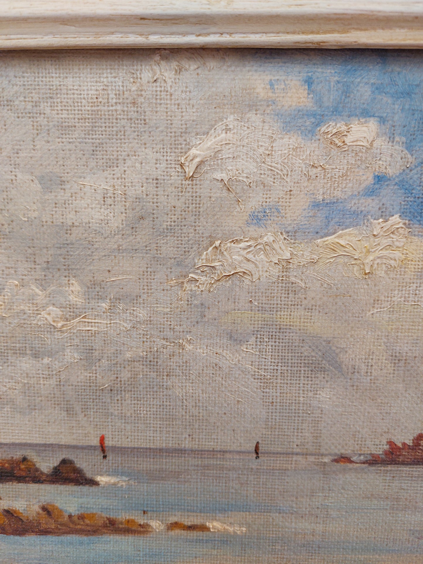 Huile sur toile encadrée « Bord de mer »