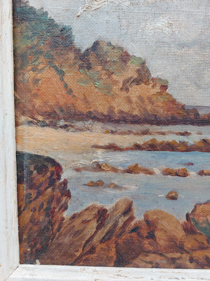Huile sur toile encadrée « Bord de mer »