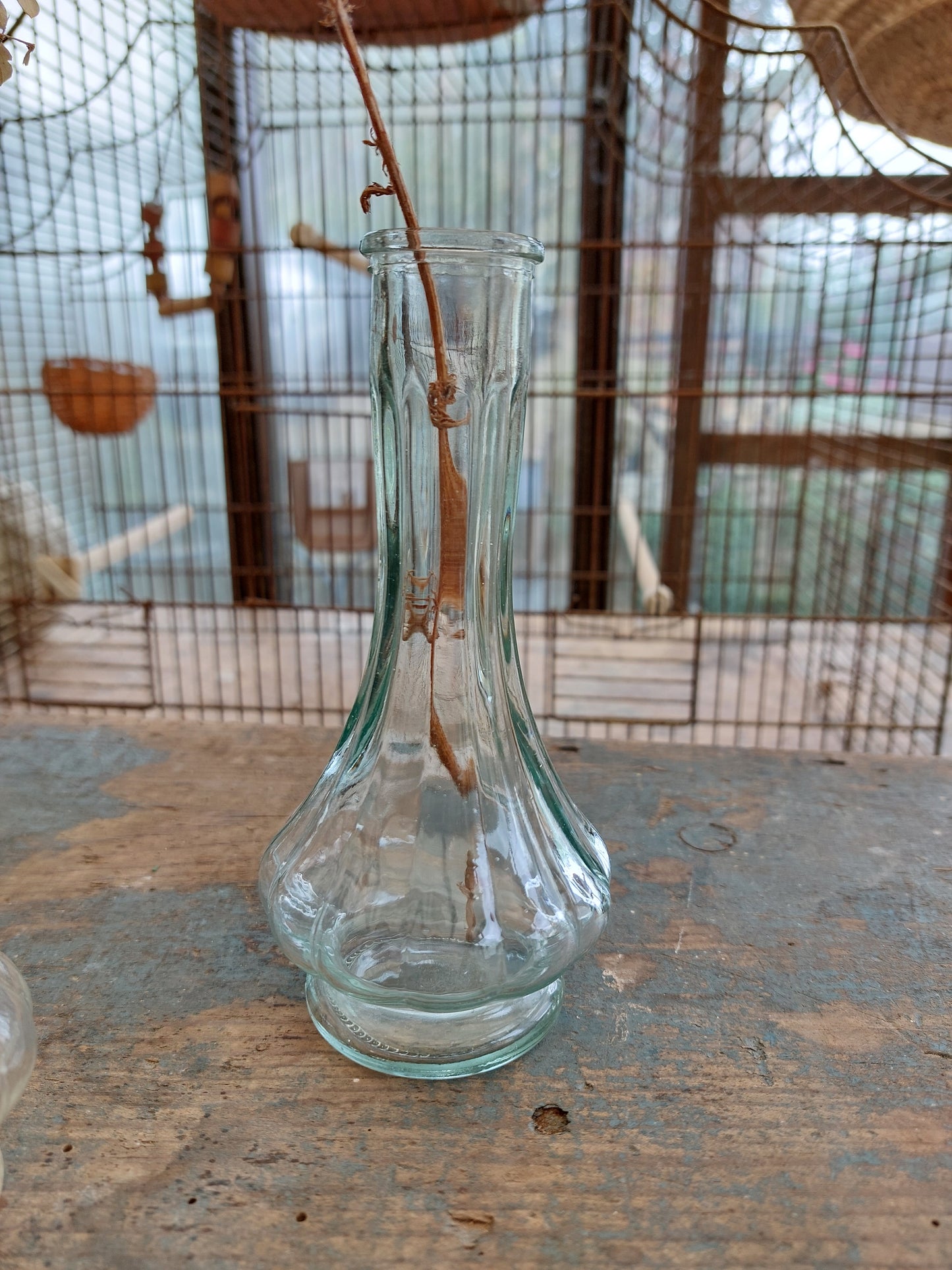 Lot de 3 soliflores en verre moulé
