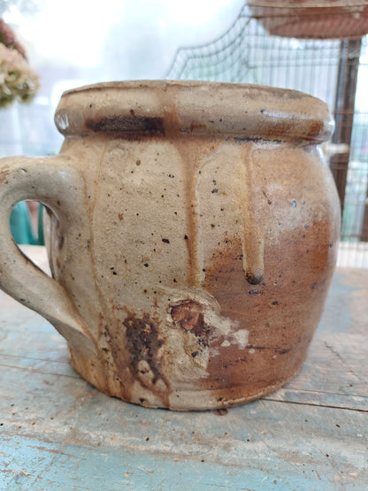 Pot ancien en grès art populaire