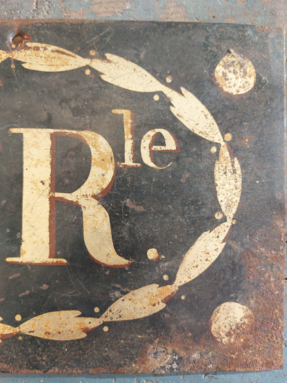 Enseigne vintage en métal "Cie Rle"