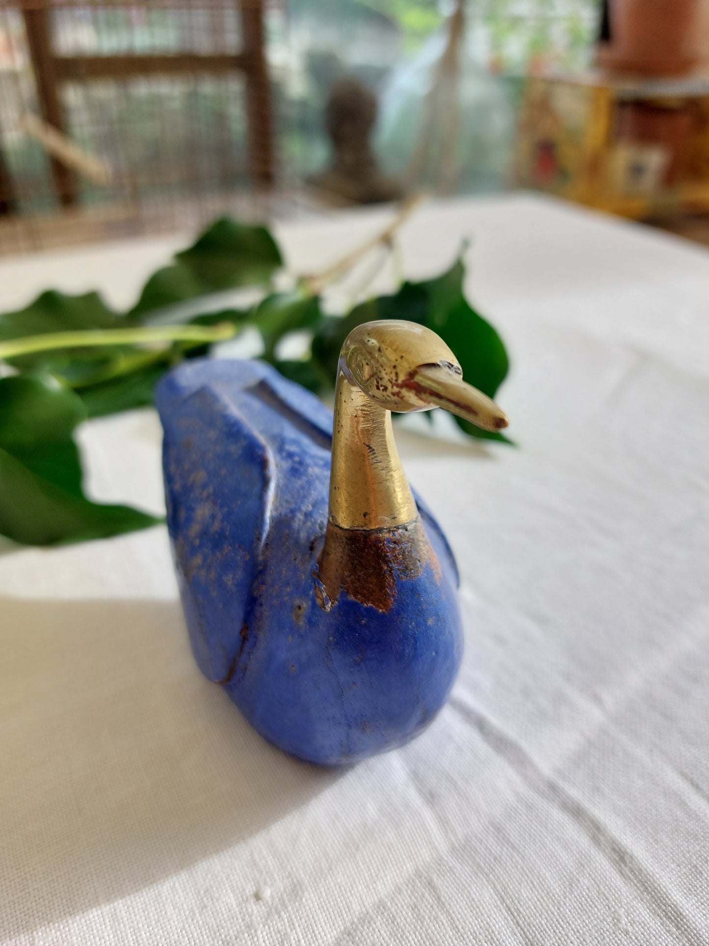 Canard bleu tête en laiton