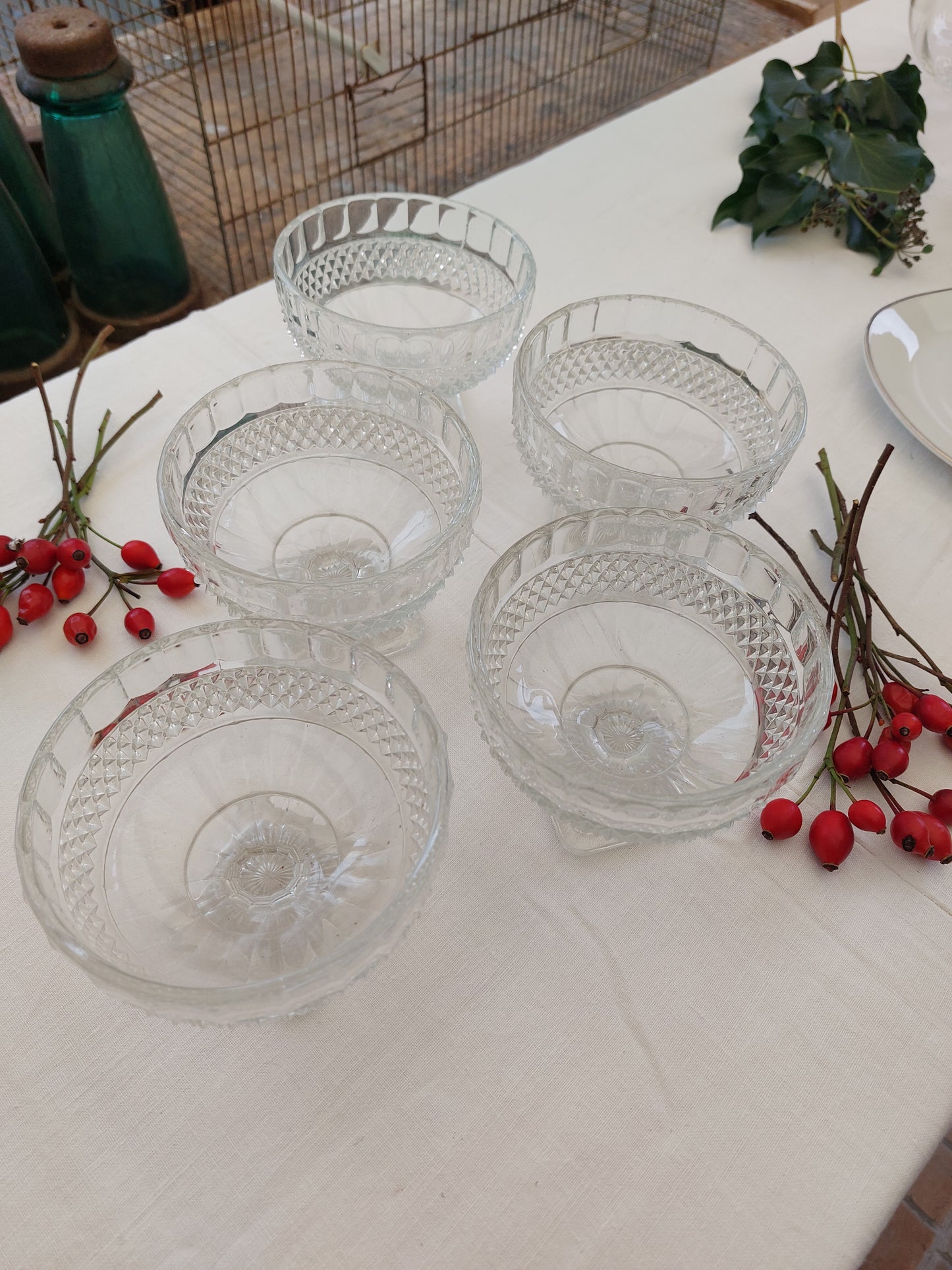 Lot de 5 coupelles sur pied