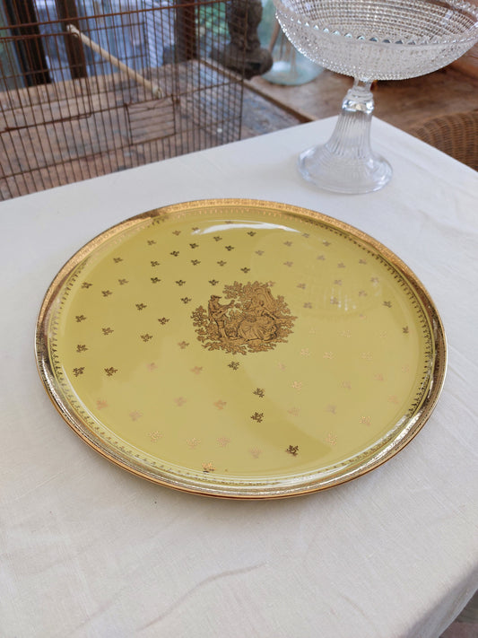 Plat rond en porcelaine jaune Revol