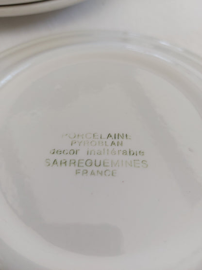 Lot de 6 assiettes à dessert et 2 plus petites Sarreguemines modèle « Oiseaux du paradis »