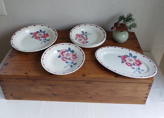 Lot de 4 assiettes creuses et 2 plats de service Salins
