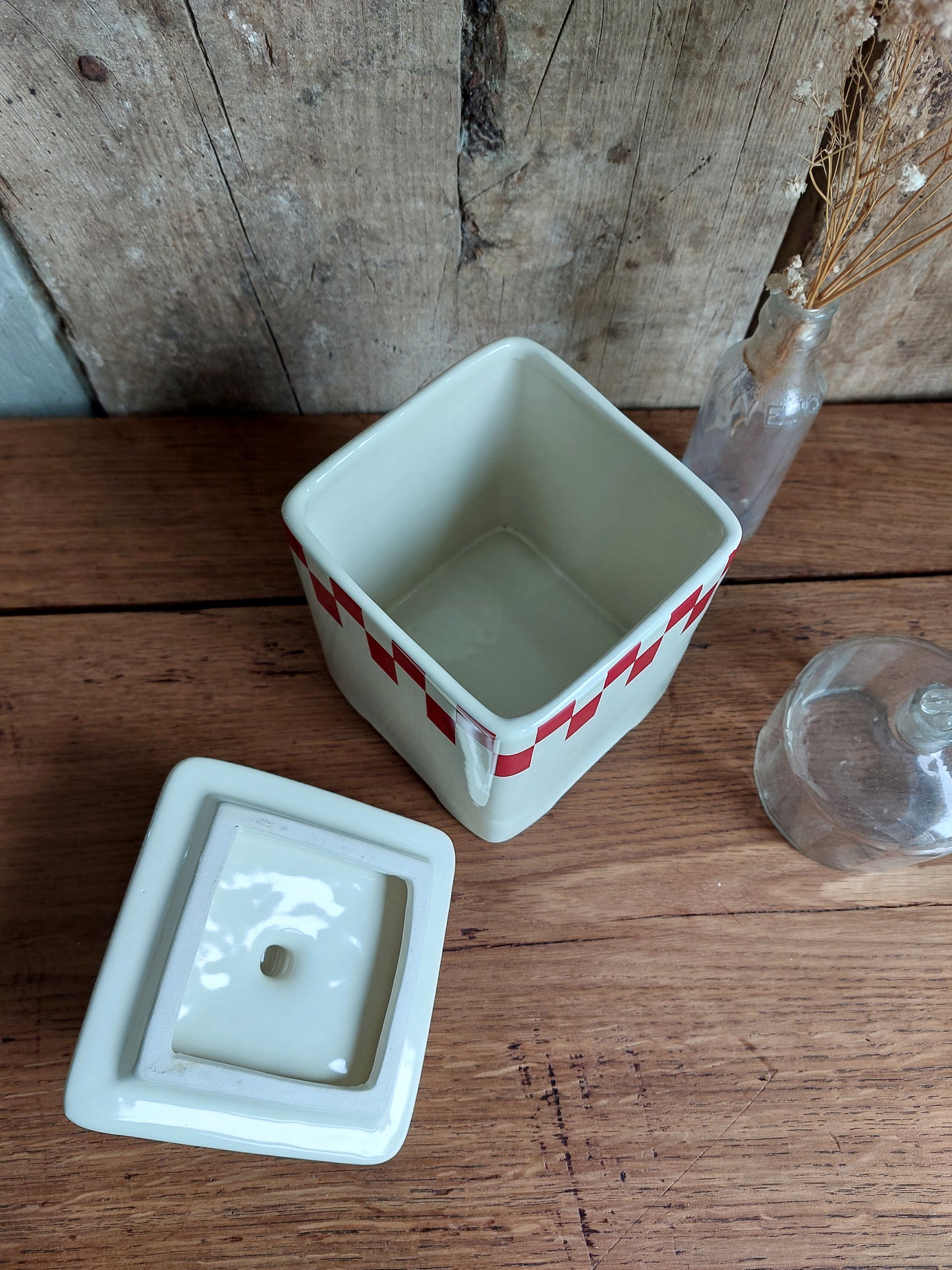 Pot à damiers vintage en céramique