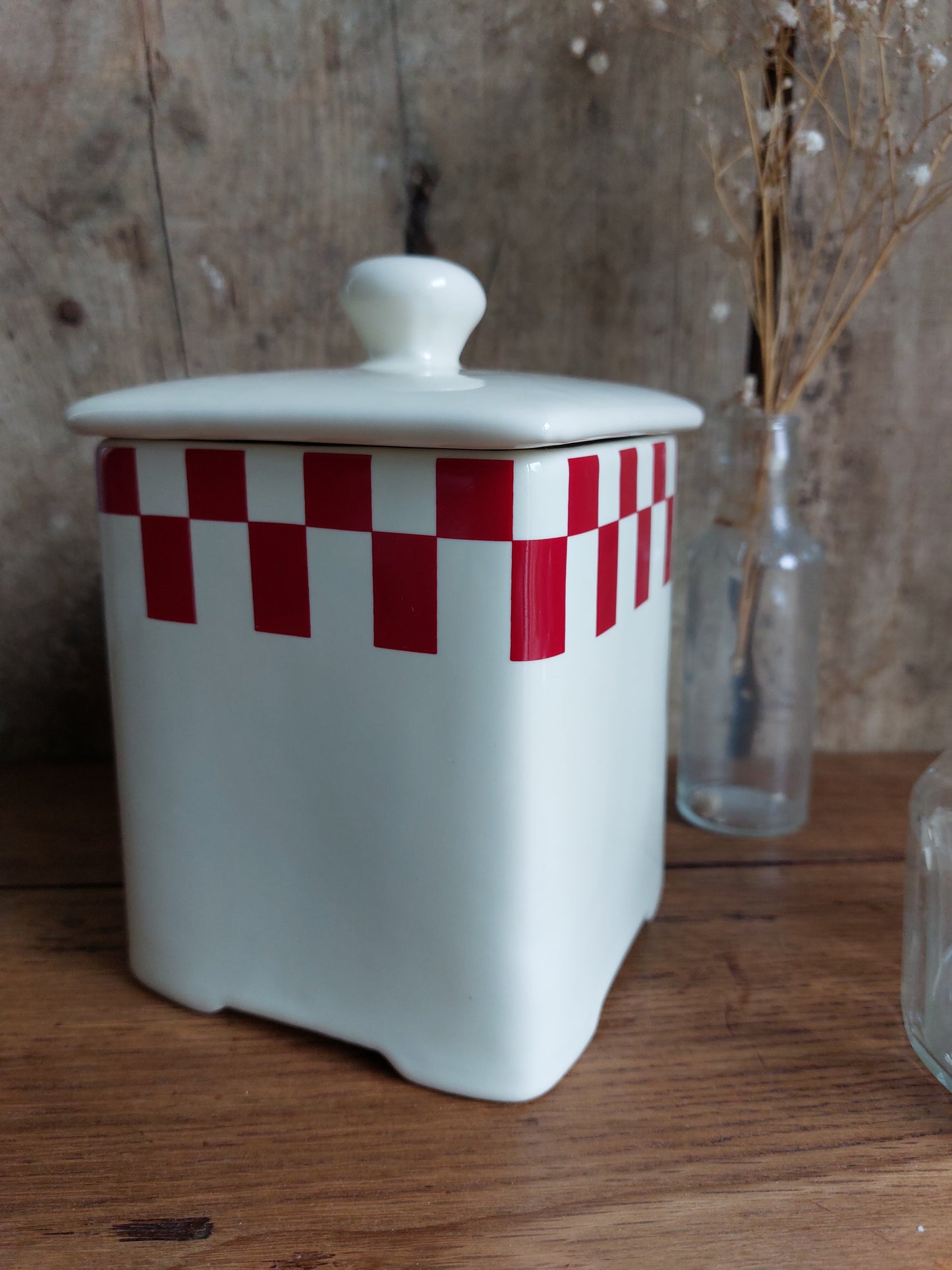Pot à damiers vintage en céramique