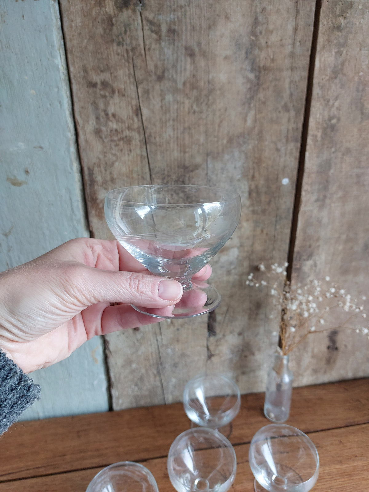 Lot de 6 coupes de champagne anciennes en cristal