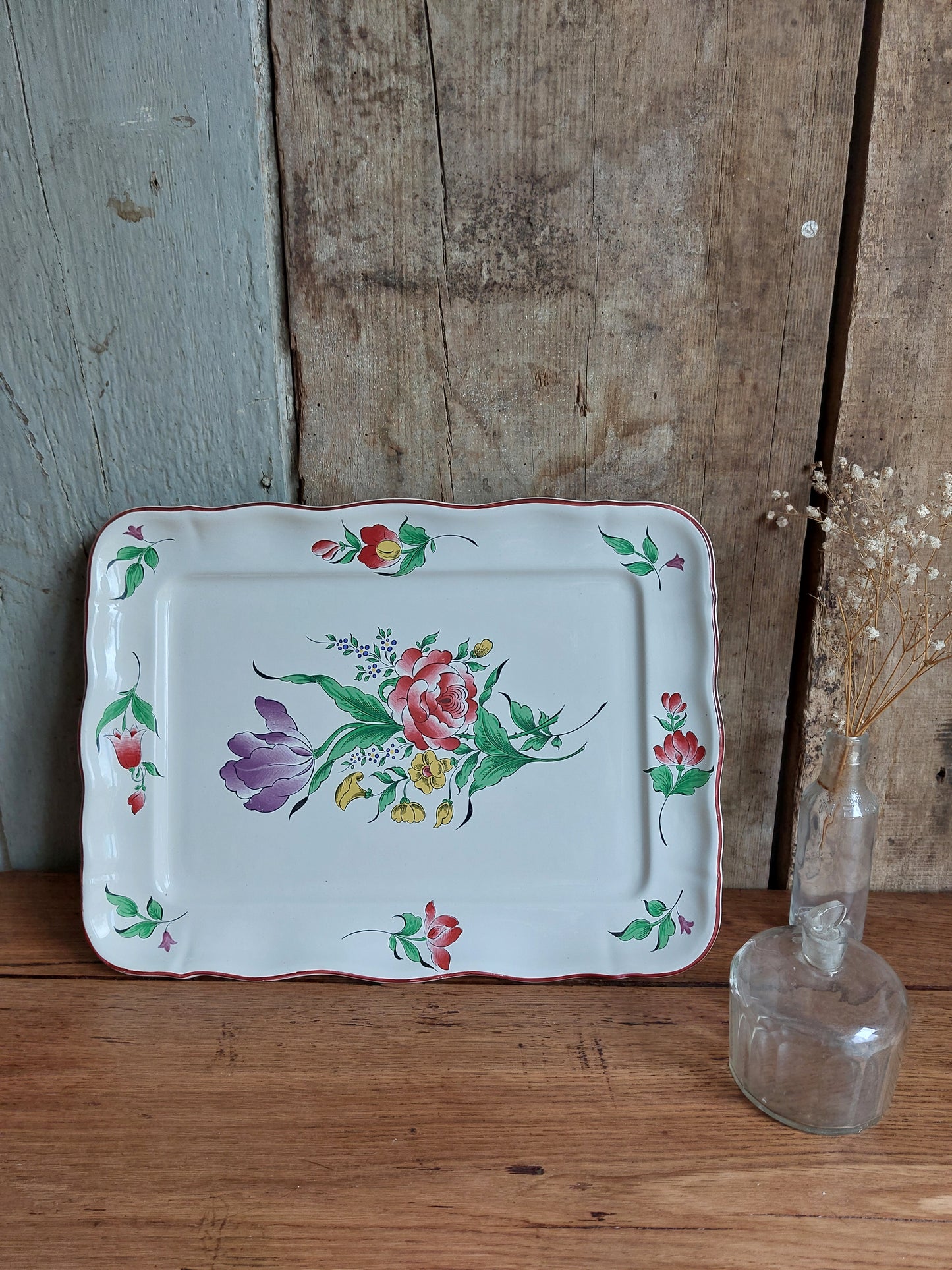 Plat rectangulaire Lunéville modèle « Réverbère »