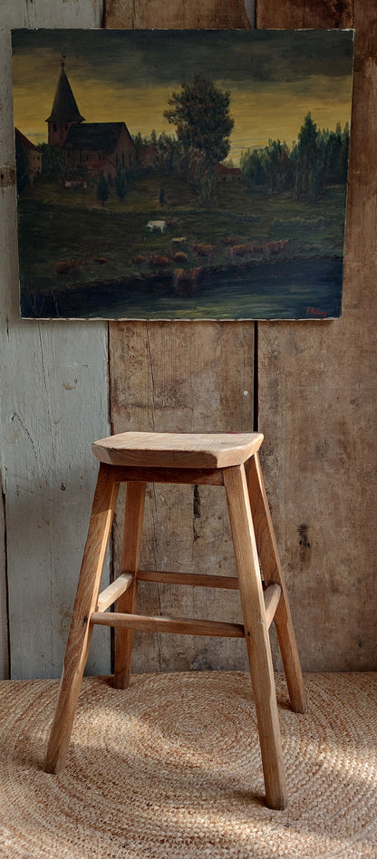 Tabouret bois brut ancien
