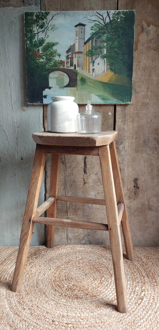 Tabouret bois brut ancien