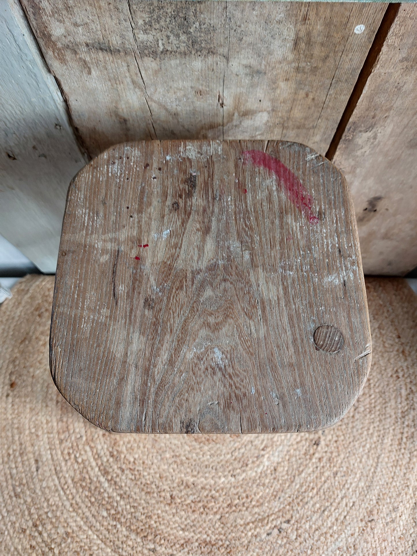 Tabouret bois brut ancien