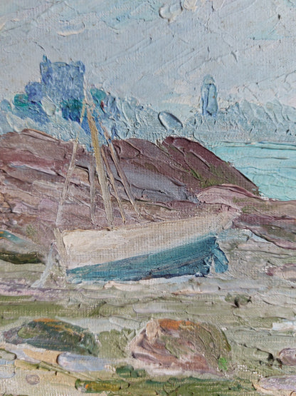 Huile sur toile « Bord de mer »