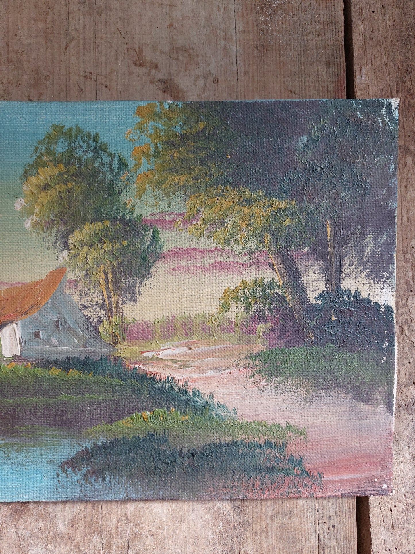Petite huile sur toile « Moulin »