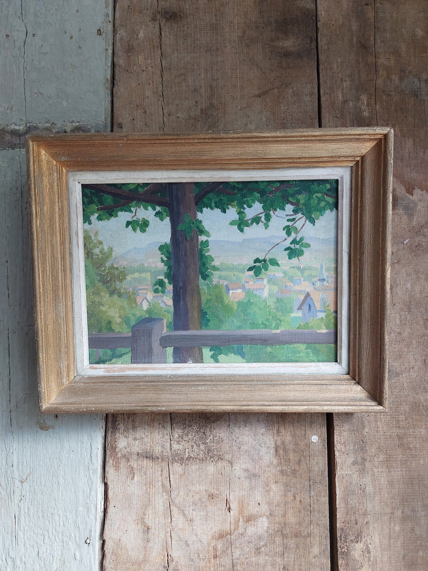 Huile sur toile encadrée « Paysage provençal »