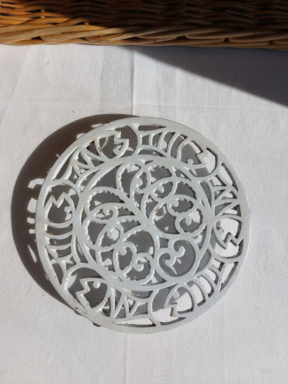 Dessous de plat en fonte émaillée blanc