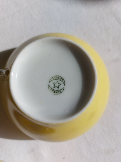 Duo de tasses à café jaune Limoges