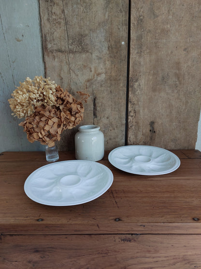 Lot de 2 assiettes à huitres en porcelaine de Limoges
