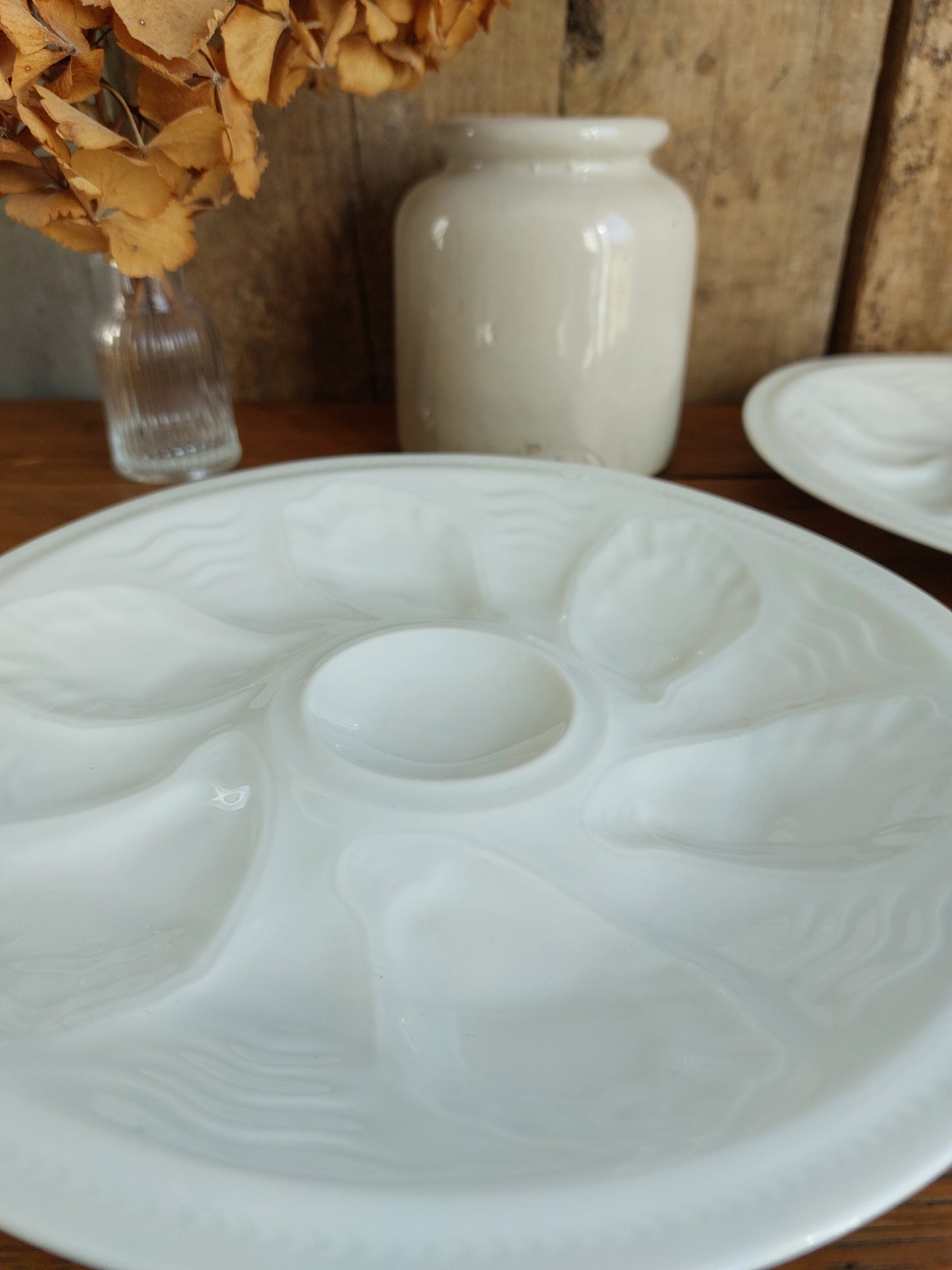 Lot de 2 assiettes à huitres en porcelaine de Limoges