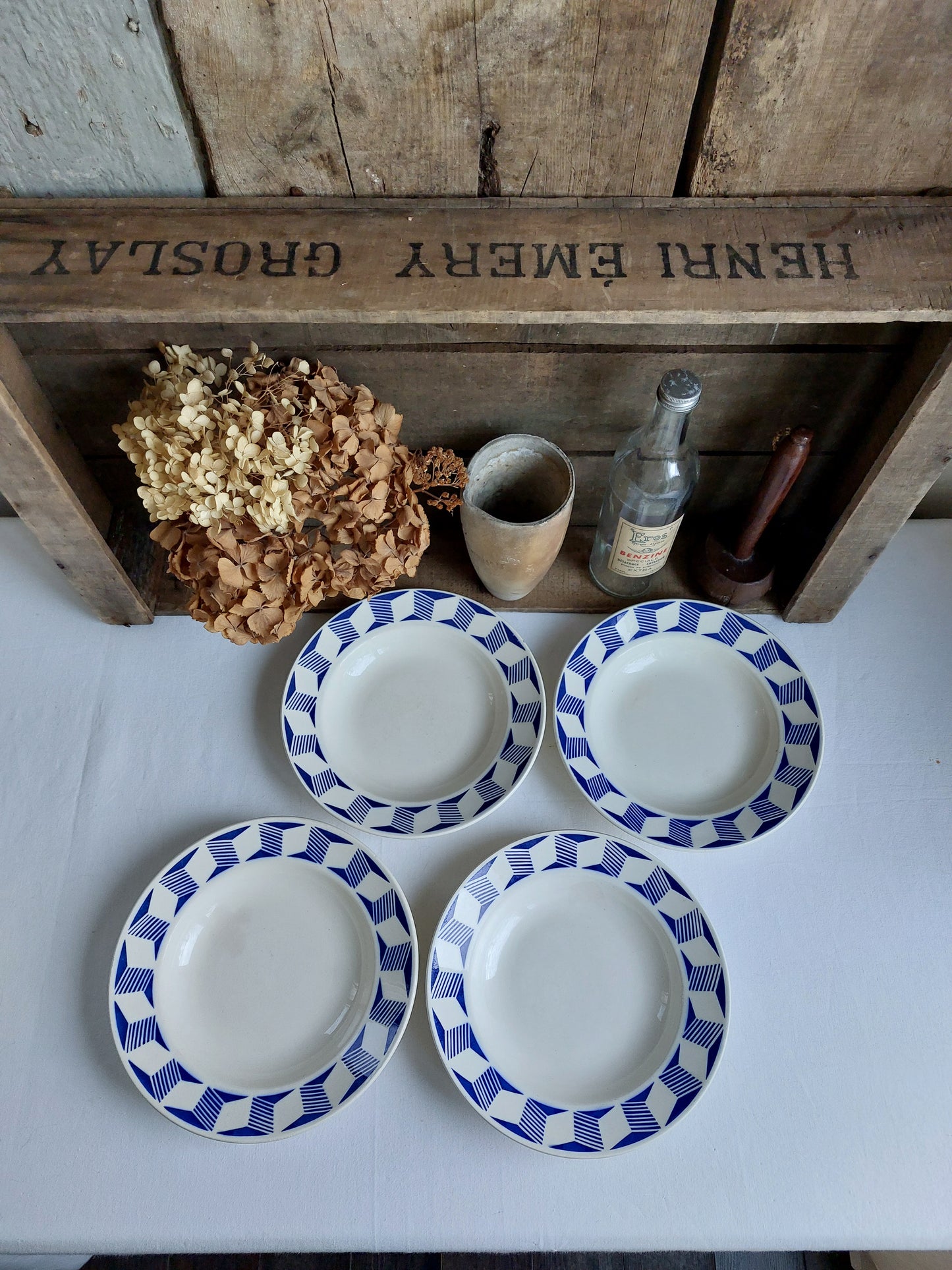 Lot de 4 assiettes creuses Badonviller modèle « Constantinople »