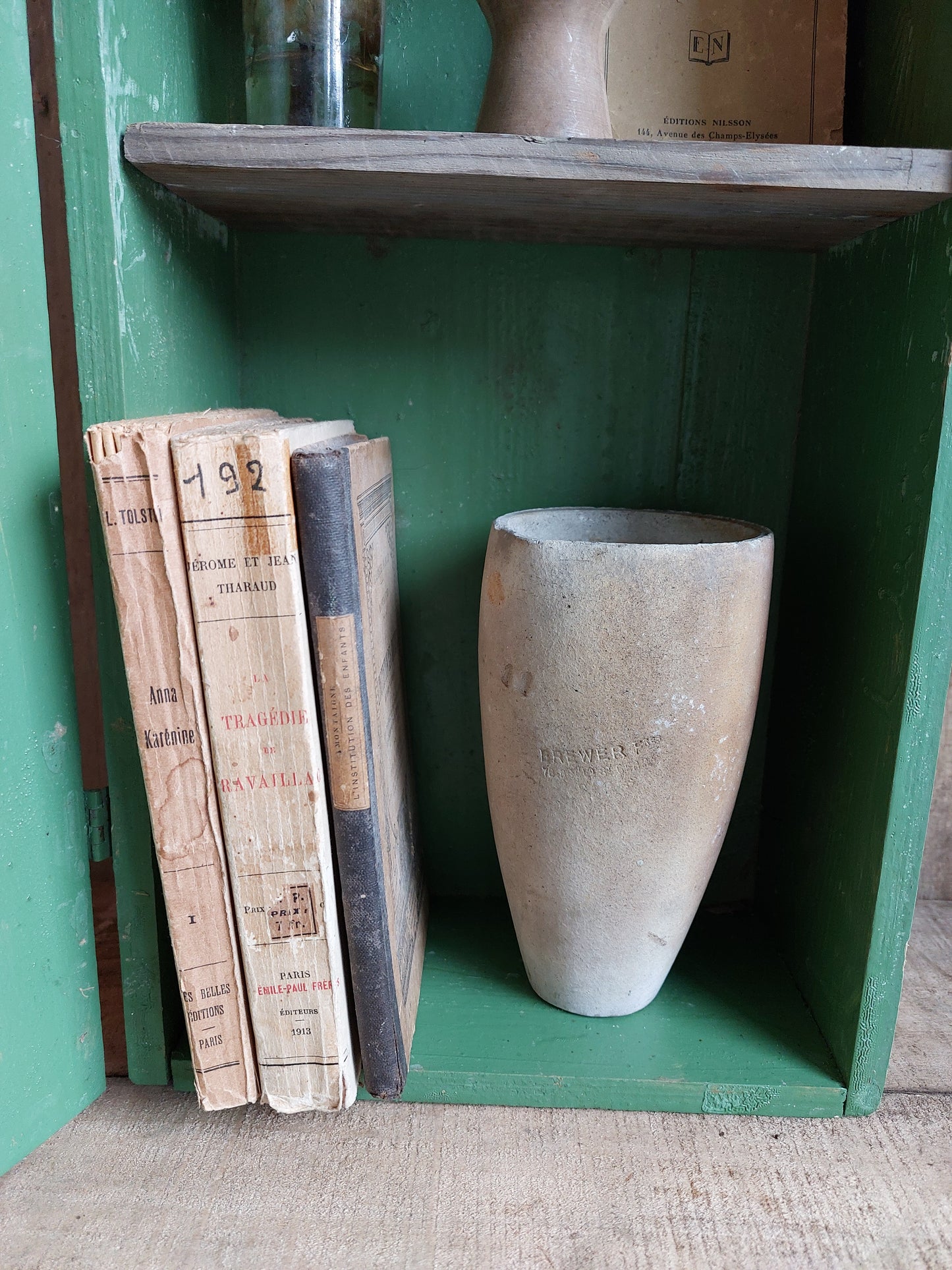 Ancien coffret bois vert