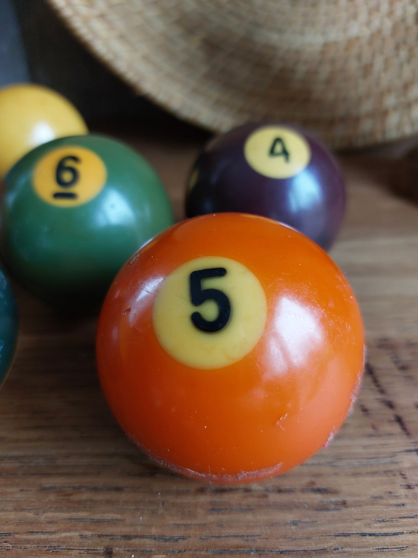 Lot de 6 boules de billard américain anciennes