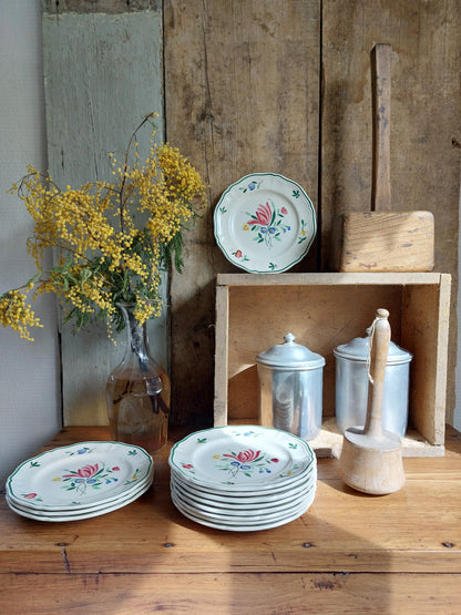 Lot de 6 assiettes à dessert Longchamp «Tulipes»