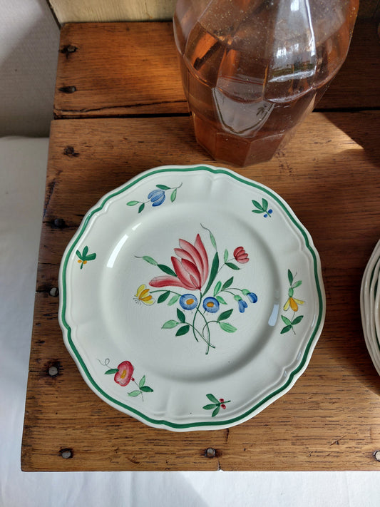 Lot de 6 assiettes à dessert Longchamp «Tulipes»