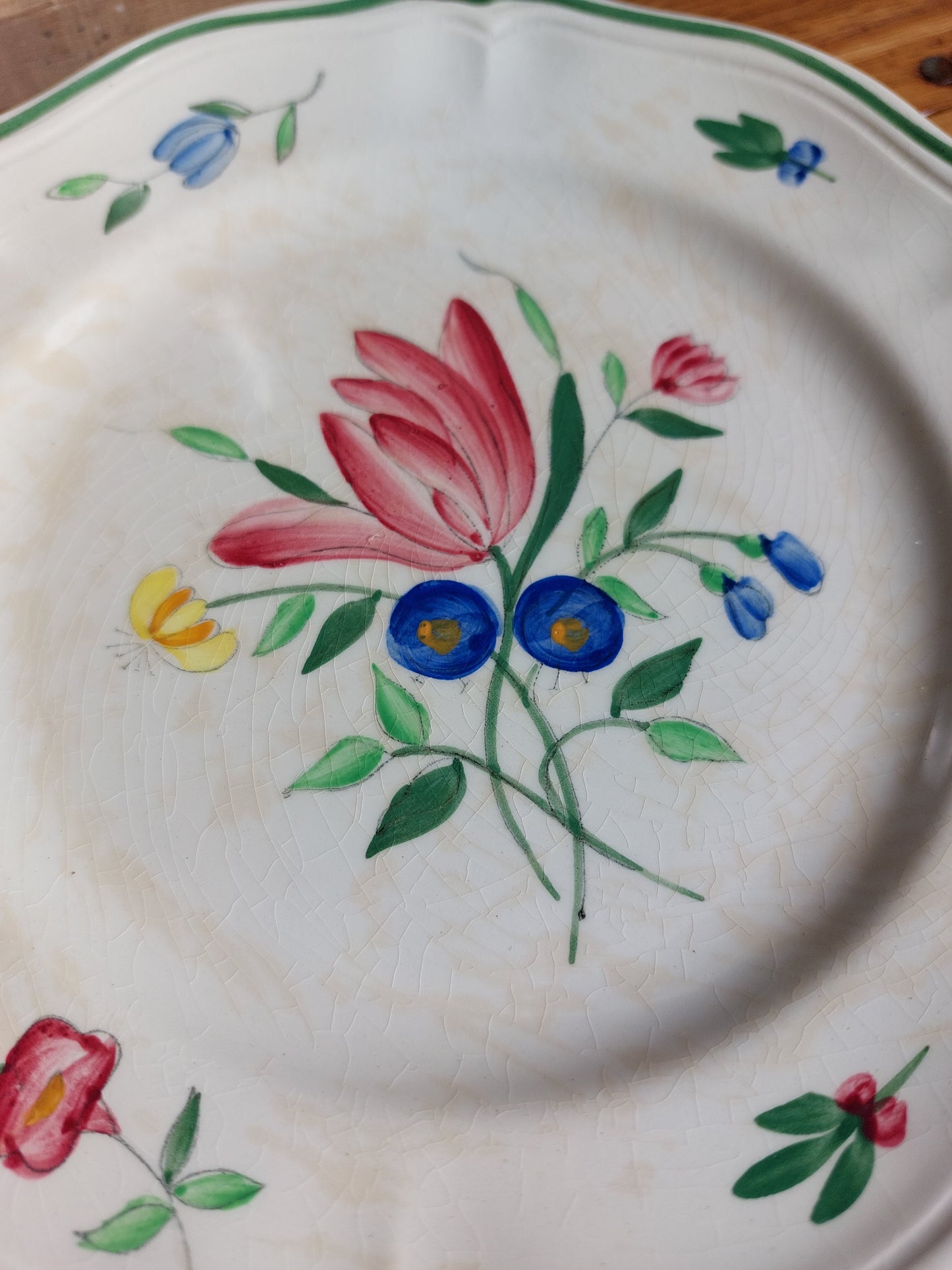 Lot de 6 assiettes à dessert Longchamp «Tulipes»