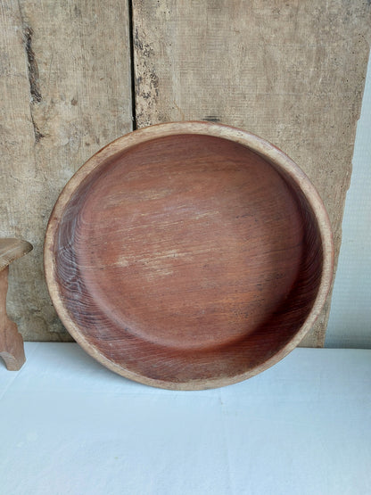 Grand saladier en bois brut vintage