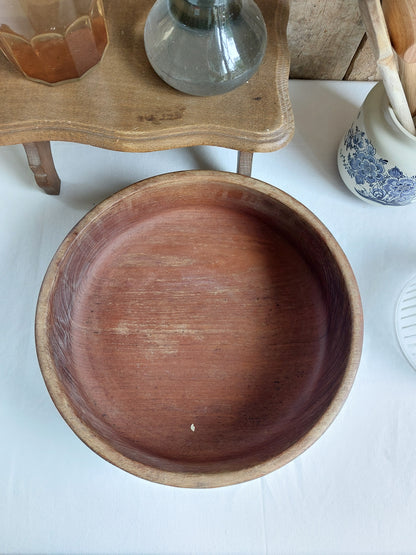 Grand saladier en bois brut vintage
