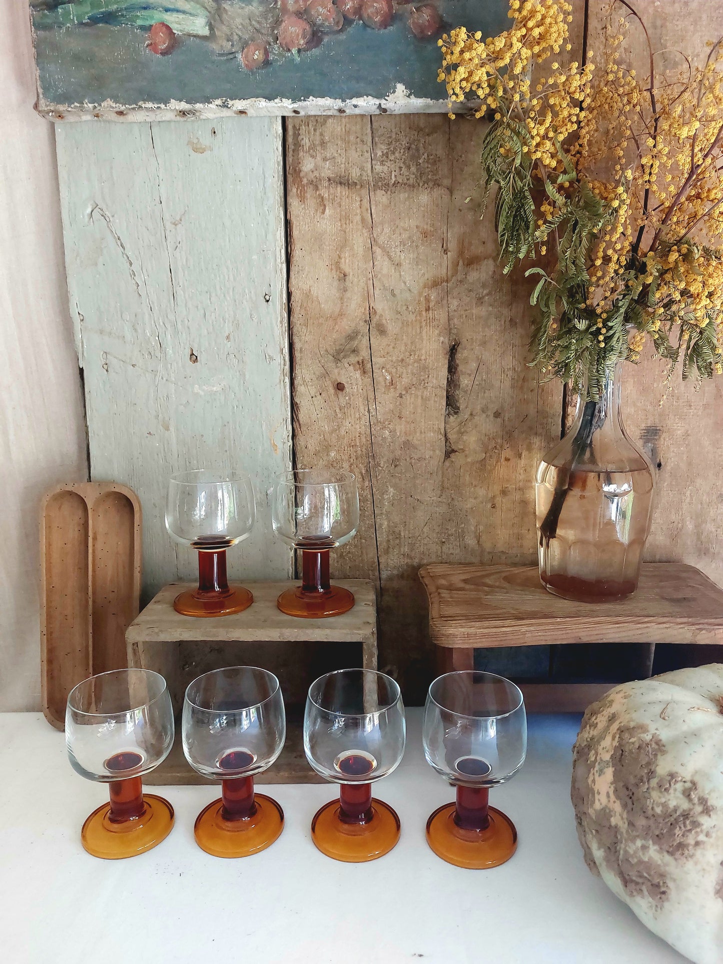 Lot de 6 verres ambrés Luminarc vintage