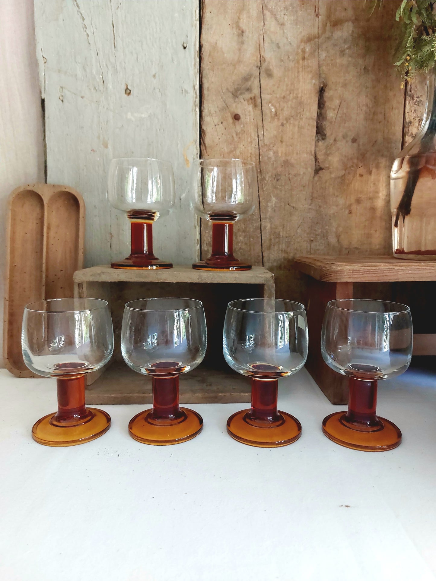 Lot de 6 verres ambrés Luminarc vintage