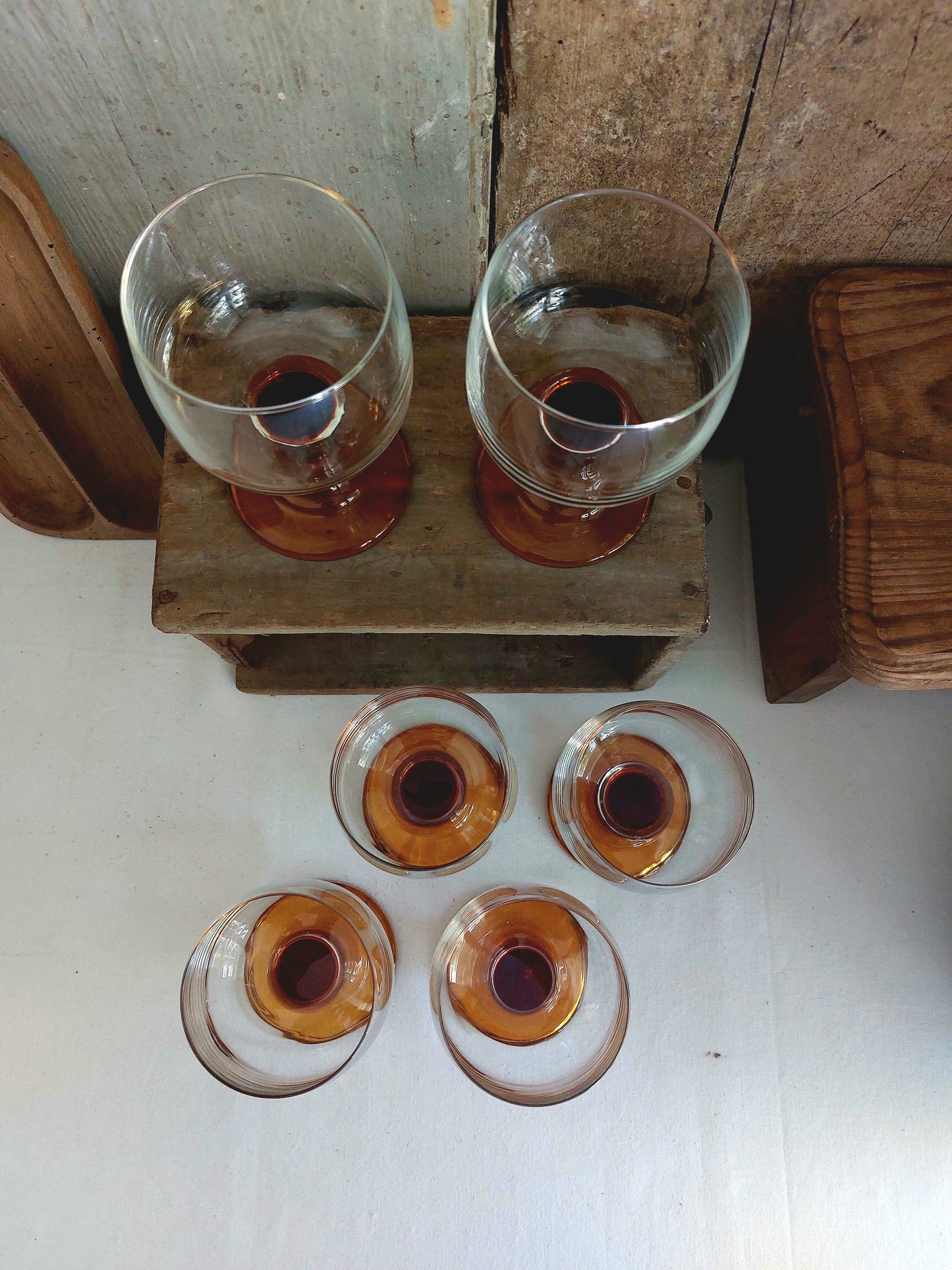 Lot de 6 verres ambrés Luminarc vintage