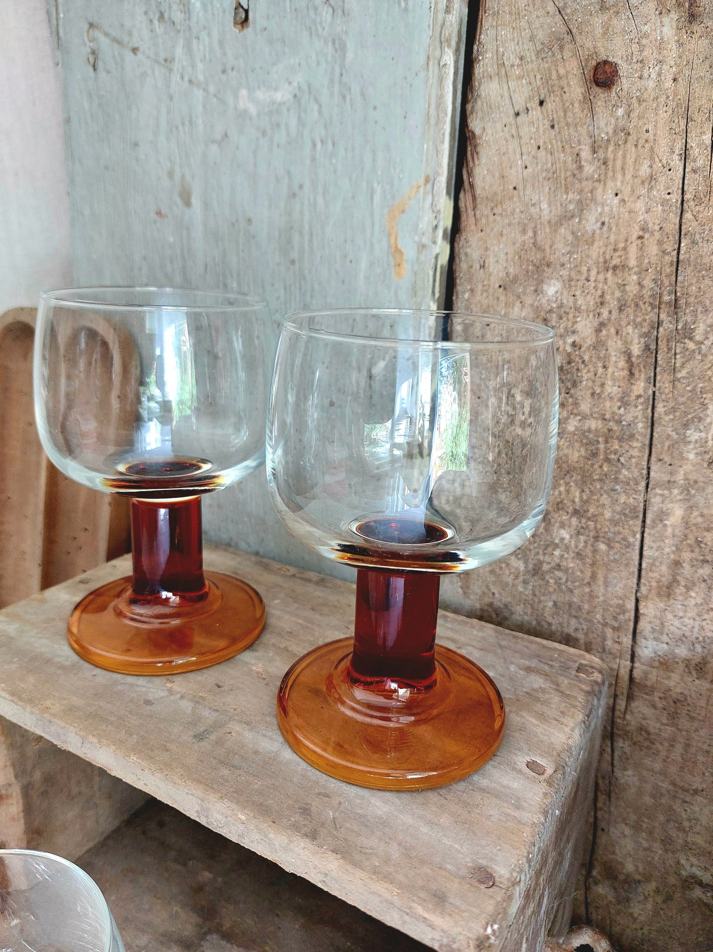 Lot de 6 verres ambrés Luminarc vintage