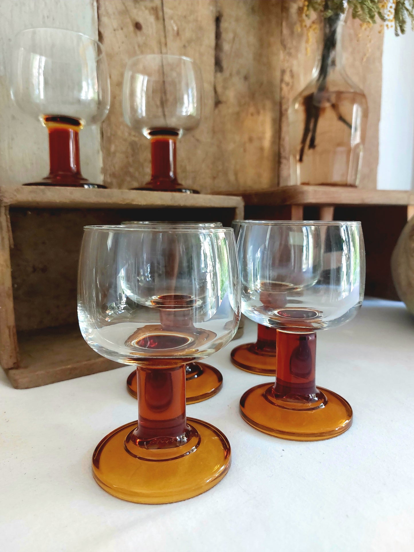 Lot de 6 verres ambrés Luminarc vintage