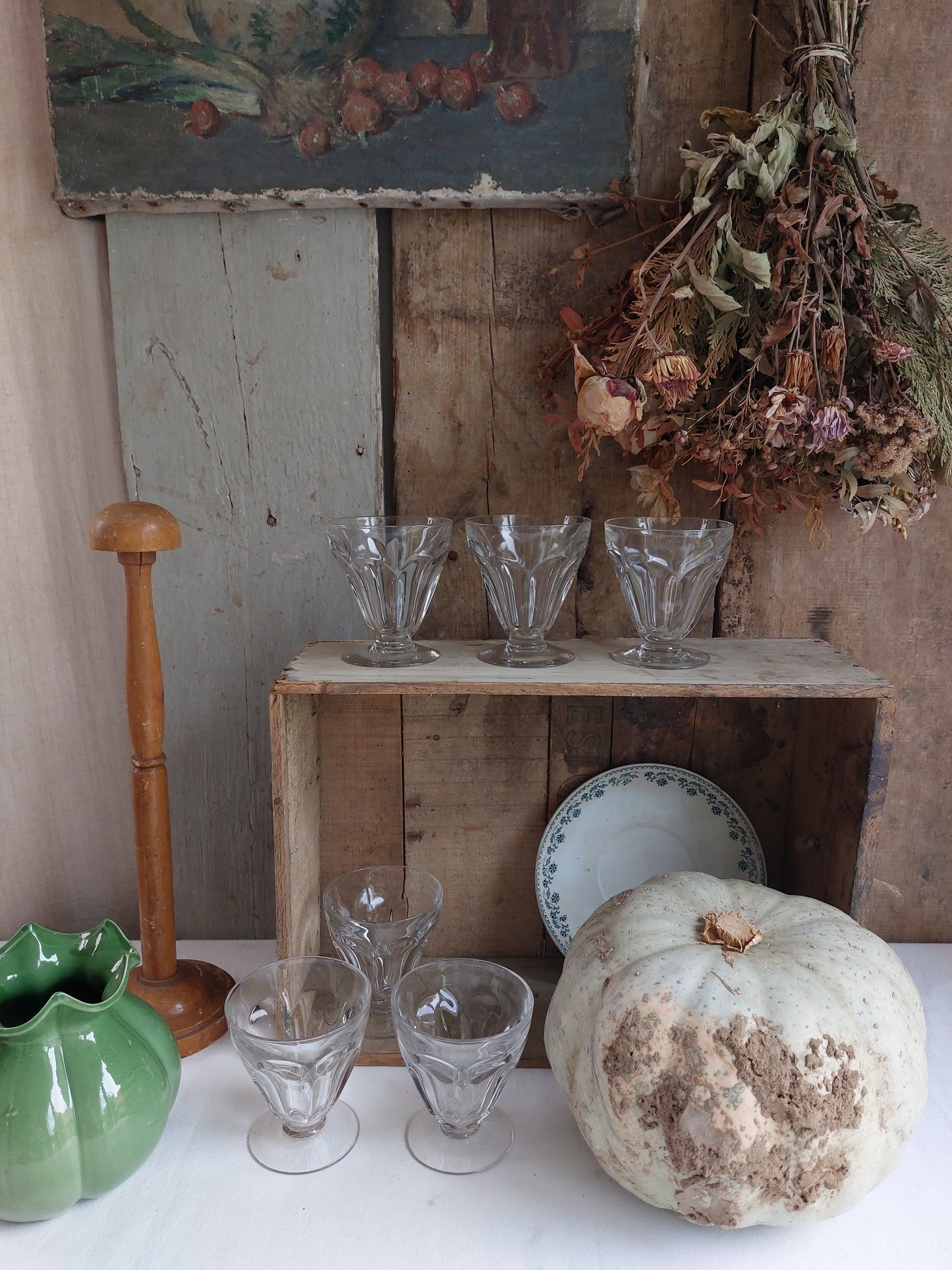 Lot de 6 verres à vin blanc anciens