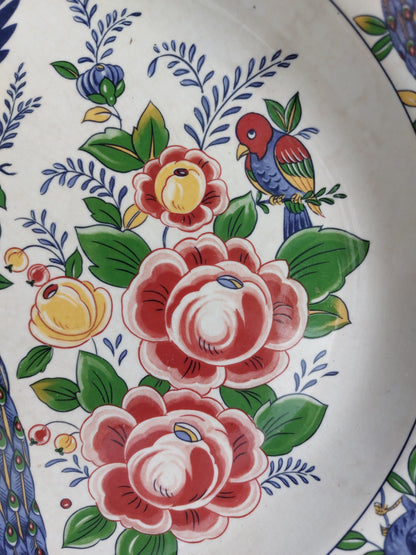 Grand plat vintage « Oiseaux et Paons »