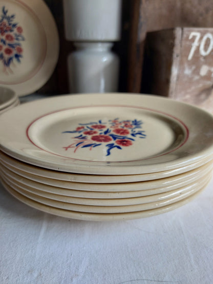 Lot de 7 assiettes plates, 7 assiettes à dessert, 1 plat creux Badonviller modèle « Francine »