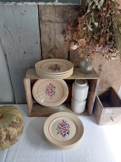 Lot de 7 assiettes plates, 7 assiettes à dessert, 1 plat creux Badonviller modèle « Francine »