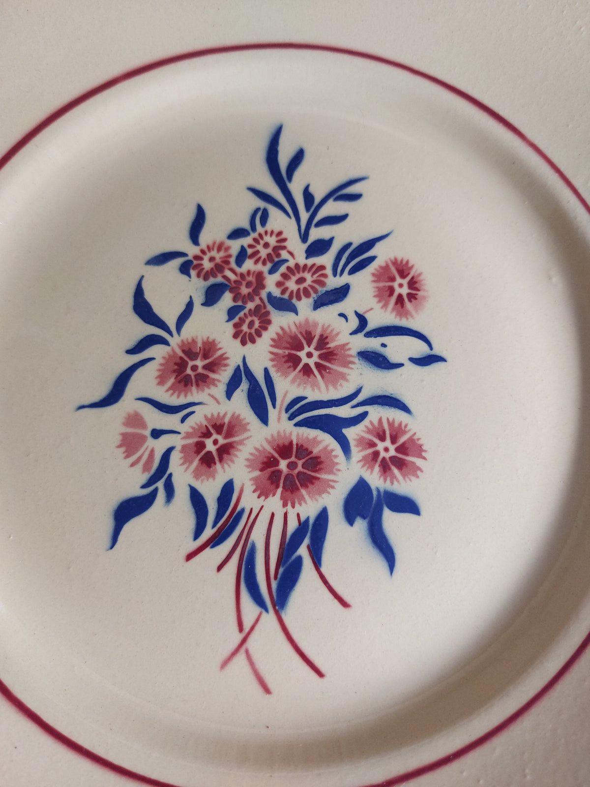 Lot de 7 assiettes plates, 7 assiettes à dessert, 1 plat creux Badonviller modèle « Francine »