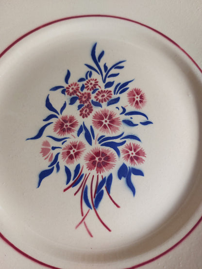 Lot de 7 assiettes plates, 7 assiettes à dessert, 1 plat creux Badonviller modèle « Francine »