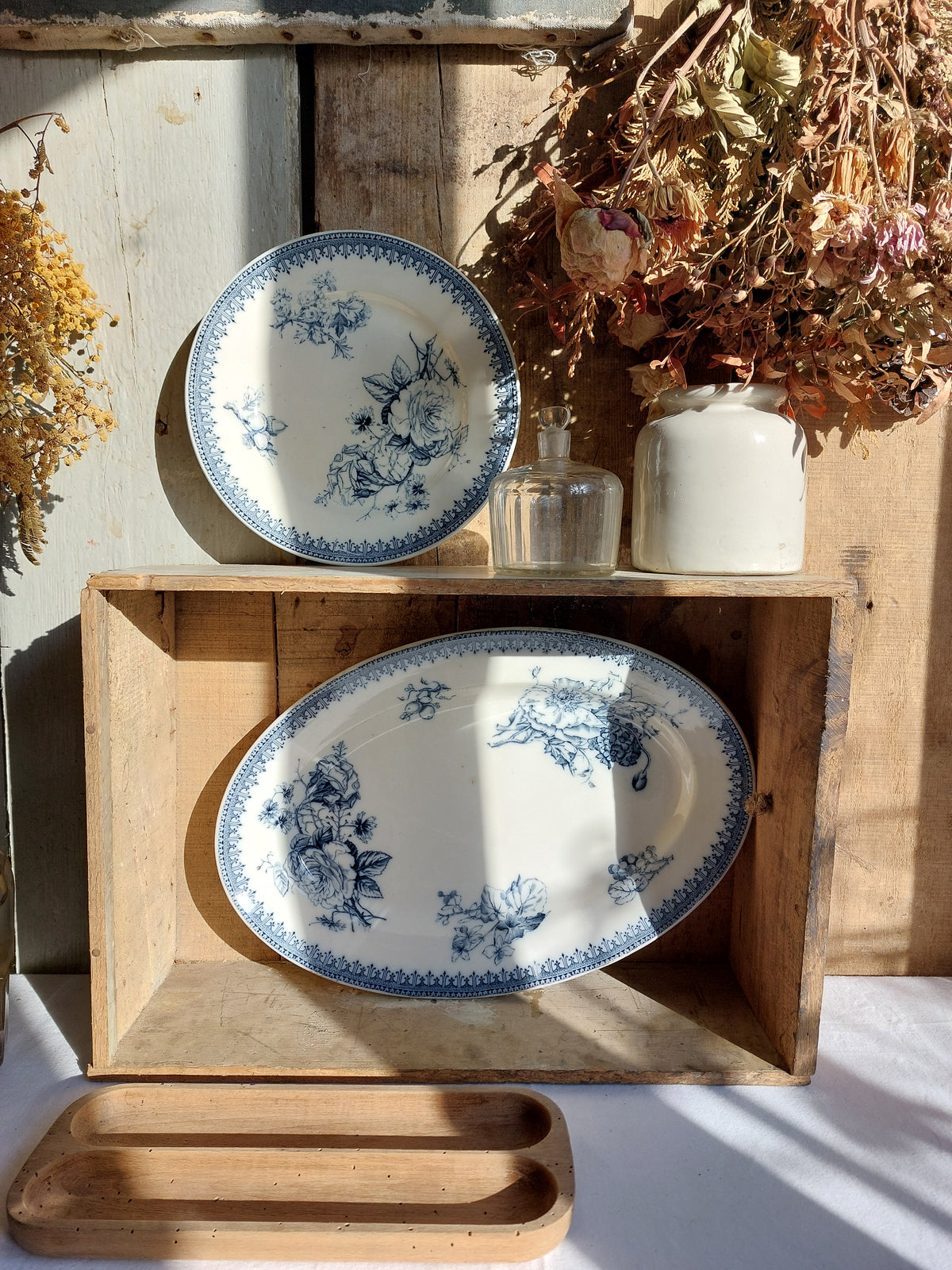 Compotier et plat ovale Terre de Fer « Flore » Vermont Frères circa 1880-1900