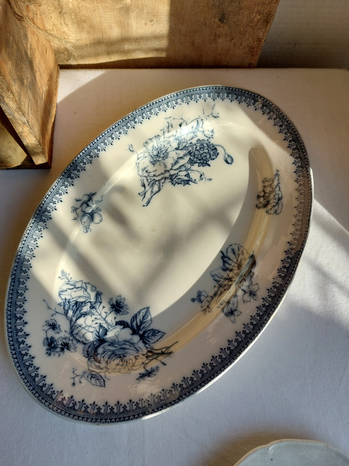 Compotier et plat ovale Terre de Fer « Flore » Vermont Frères circa 1880-1900